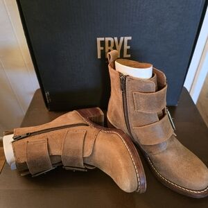 Frye Brown Leather Moto Boots